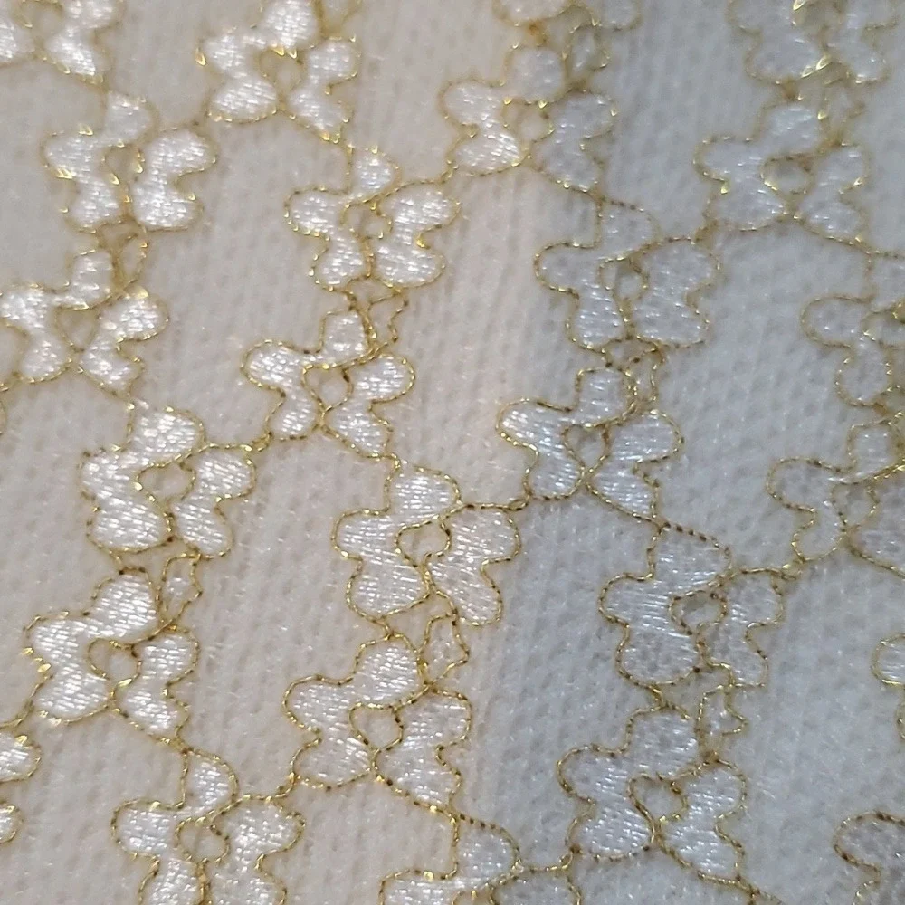 Genuine Kids Oshkosh Girls Metallic Gold‎ Lace Short Sleeve Shirt Size 4T